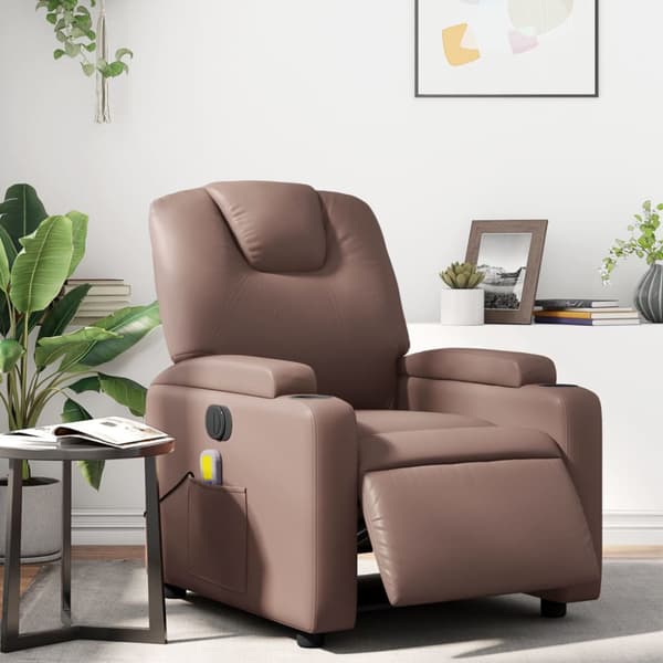 Elektrisk massagefåtölj brun konstläder