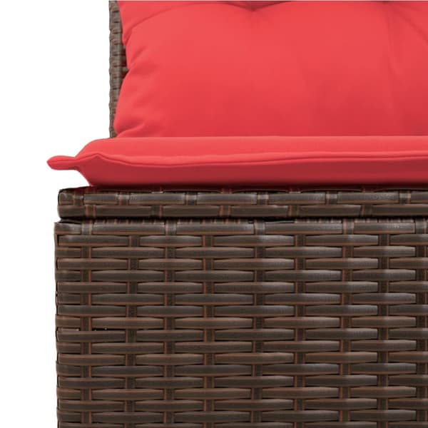 6 delar trädgårdssoffgrupp med dynor brun polyrotting