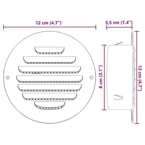 Luftventilationslock 4 pcs Silver 80 mm Rostfritt stål