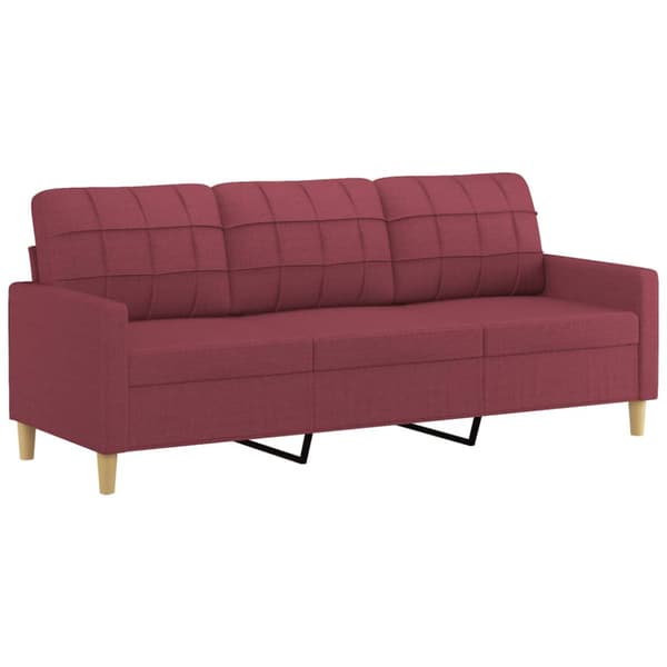 3-sitssoffa vinröd 180 cm tyg