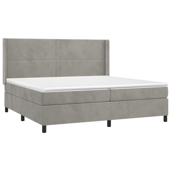 Ramsäng med madrass ljusgrå 200x200 cm sammet