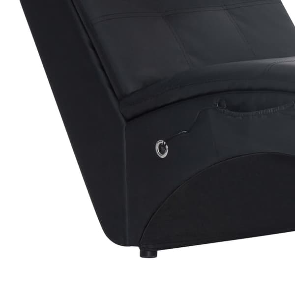 Massageschäslong med kudde svart konstläder