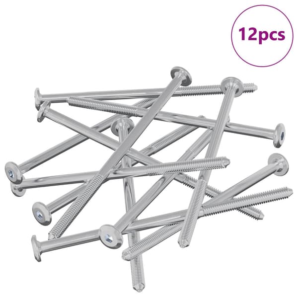 Möbelskruvar 12 pcs Silver M6 x 120 mm Stål
