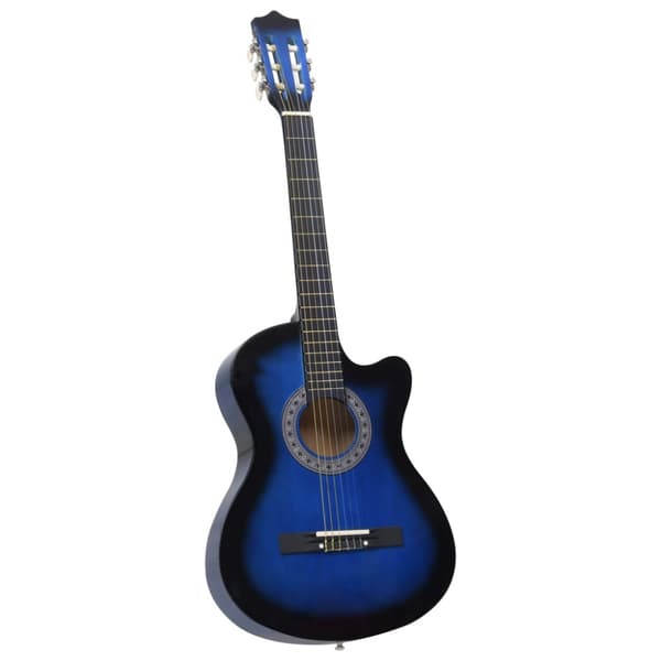 Gitarr 12 delar med 6 strängar western blå 38"