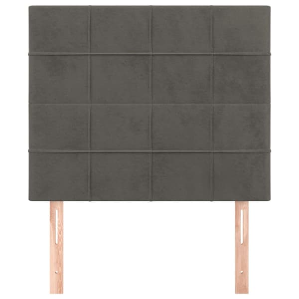 Sänggavel mörkgrå 100x5x118/128 cm sammet