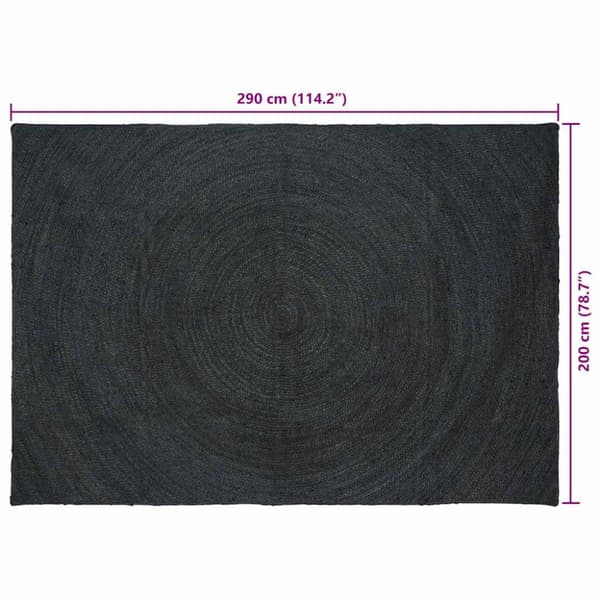 Områdesmattor Rektangulär Mörkgrå 200 x 290 cm Jute