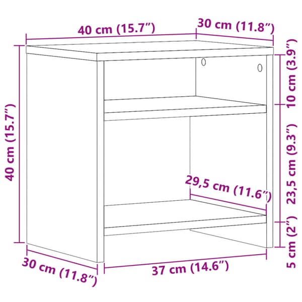 Sängbord ek 40x30x40 cm konstruerat trä