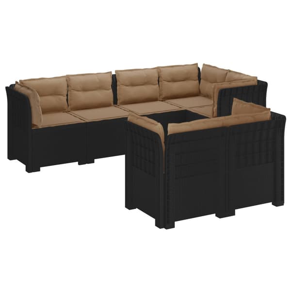 7-sits Soffa med Kuddar Rattanlook PP Antracit