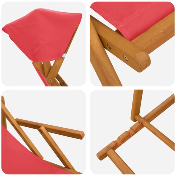 Deck Chair 2 st 3 Position Massiv Eukalyptus Trä Röd