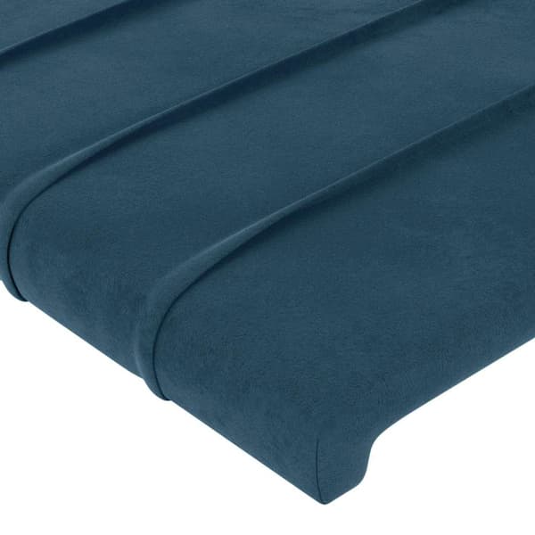 Sänggavel mörkblå 200x5x118/128 cm sammet