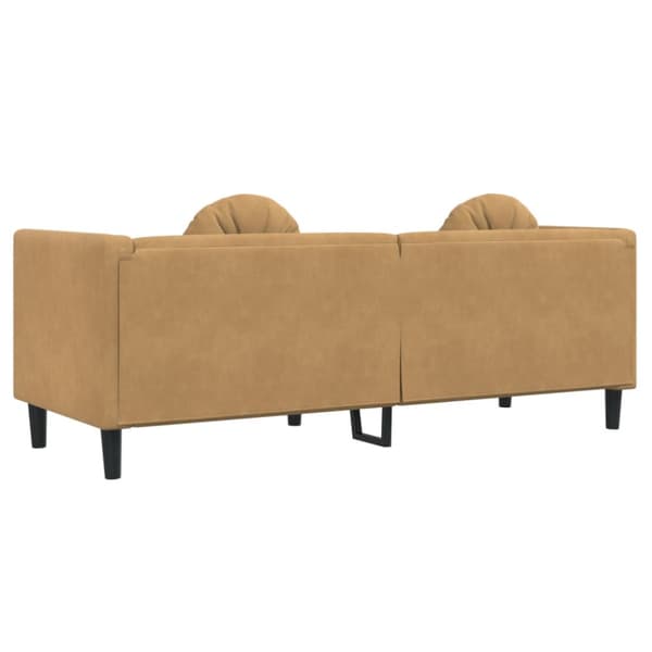 Soffa med kuddar 3-sits brun konstmocka