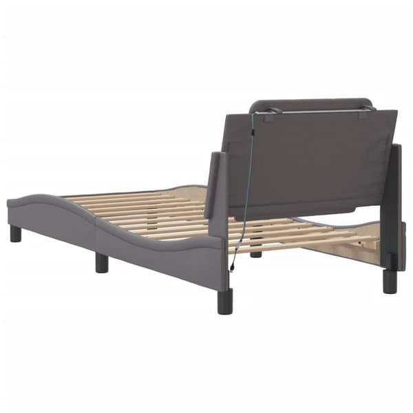 Bed Frame with LED without Mattress "Zadar" Grey 90x200 cm