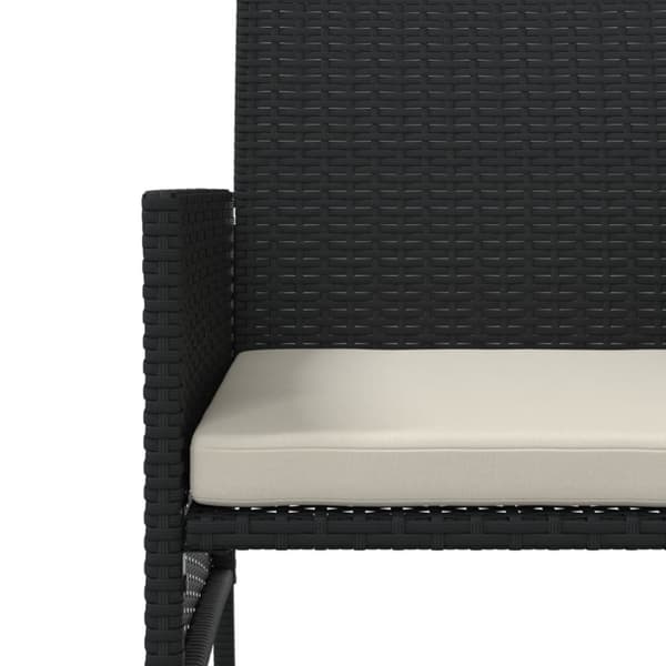 Trädgårdssoffa 2-sits med bord och pallar svart konstrotting