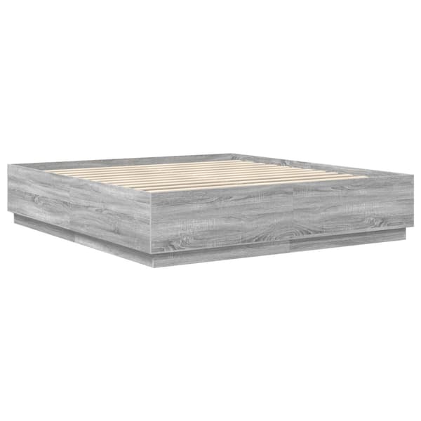 Sängram Grå sonoma-ek 200 x 200 cm Konstruerat trä