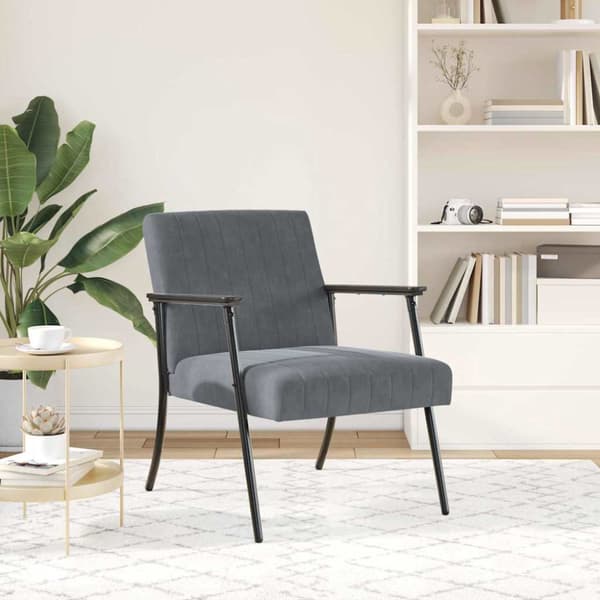 fåtölj Mörkgrå 59 x 75 x 78 cm Sammet