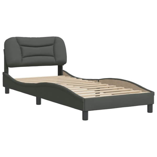 Bed Frame without Mattress "Hvar" Dark Grey 90x200 cm Fabric