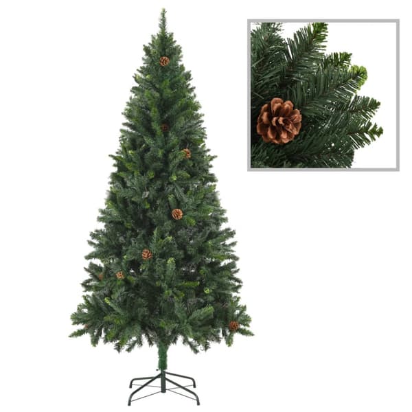 Plastgran med kottar grön 180 cm