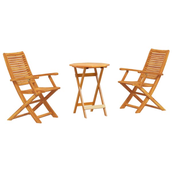 Fällbart bistroset 3 pcs Brun Massivt Akaciaträ