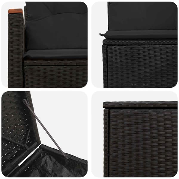 Soffset 5 st Svart Poly Rattan och stål