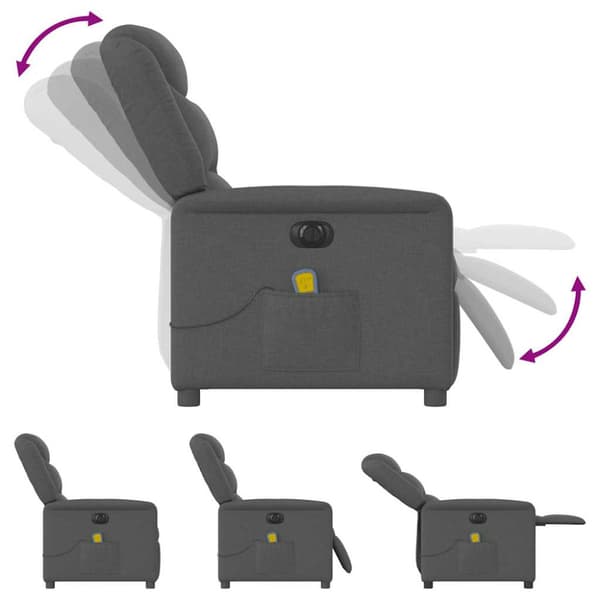 Elektrisk massagefåtölj mörkgrå tyg