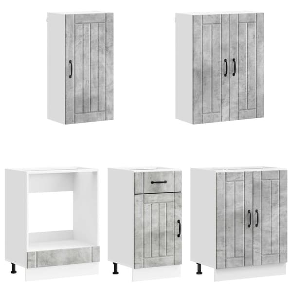 Köksenhet LUCCA 5 pcs Betonggrå Konstruerat trä