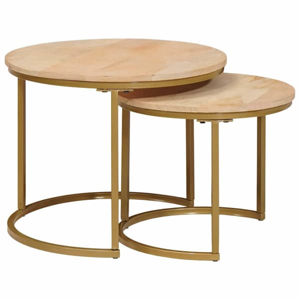 Nesting Kaffe Bord 2 pcs Brun Massivt Mangoträ och stål