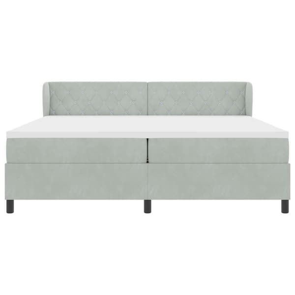 Bäddfjäder med madrass Ljusgrå 200 x 200 cm Sammet