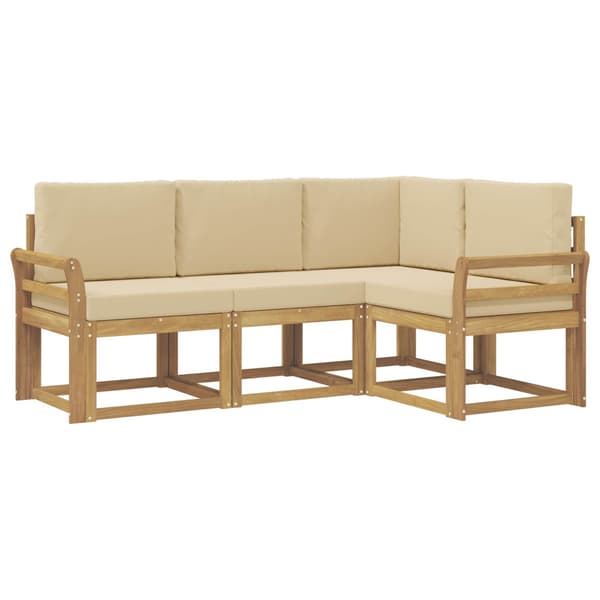Utomhussoffset med kudde 4 pcs Vit och Beige