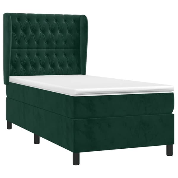 Ramsäng med madrass mörkgrön 80x200 cm sammet