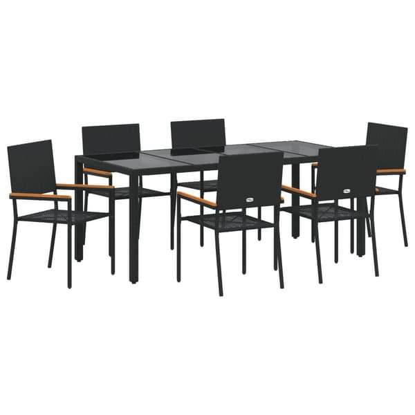 Trädgårdsmöbelset 7 pcs Svart konstrotting