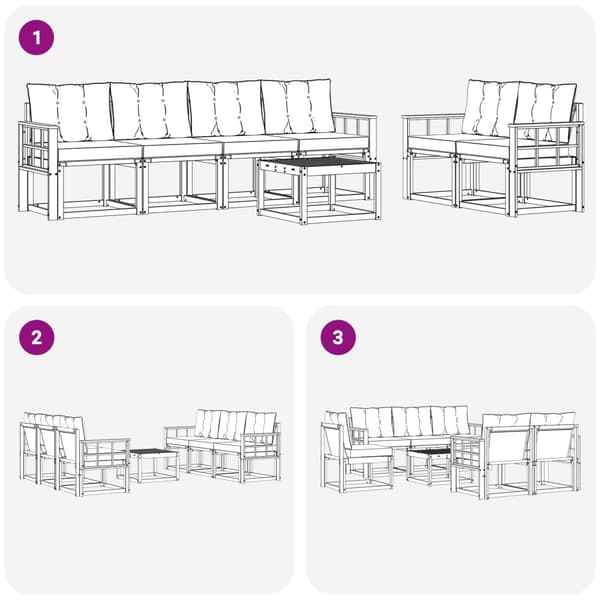 Utomhussoffset med kudde 7 pcs Vit och Beige