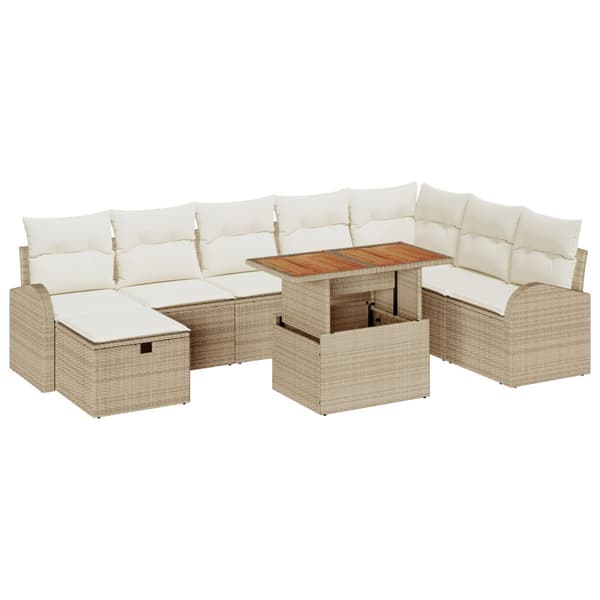 Trädgårdsoffset 9 pcs Beige konstrotting