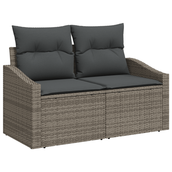 Trädgårdsoffset med kudde med lagring 8 pcs Grå Poly rattan