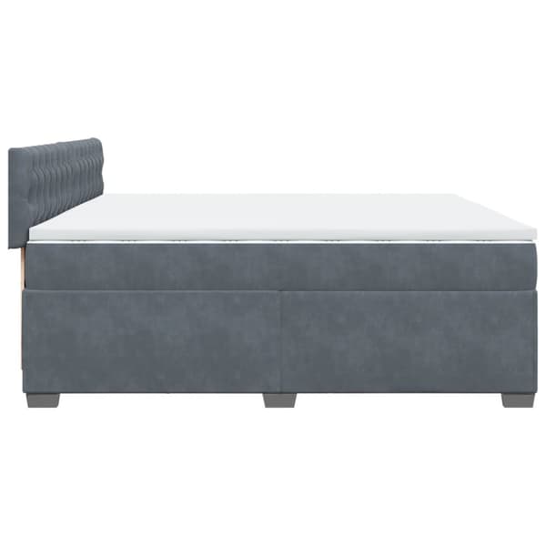 Ramsäng med madrass mörkgrå 200x200 cm sammet