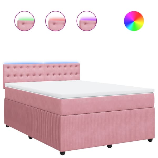 Ramsäng med madrass rosa 140x190 cm sammet