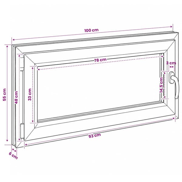 Källarfönster RISOR 100 x 55 cm PVC och glas