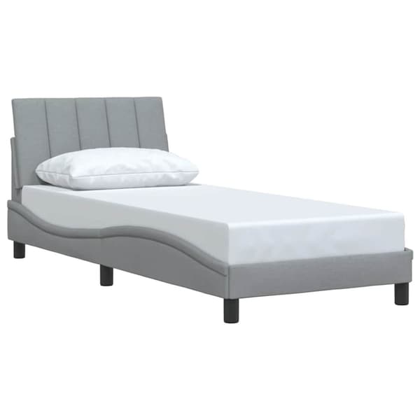 Bed Frame without Mattress "Hanko" Light Grey 90x190 cm Fabric