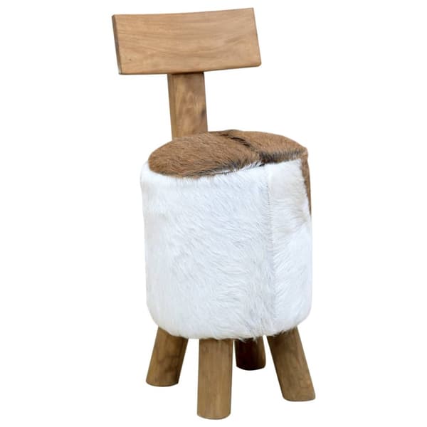 Pall getskinnsläder och massiv teak
