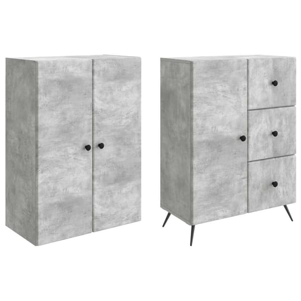 Skåpset 2 pcs Betonggrå Konstruerat trä