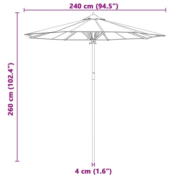 Trädgårdsparasol Krämvit Ø 270 x 260 cm Bambu
