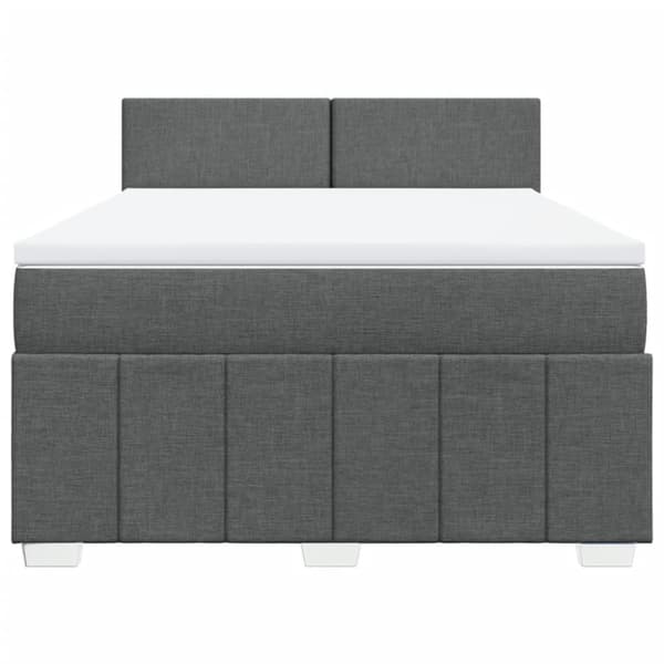 Ramsäng med madrass mörkgrå 140x190 cm tyg