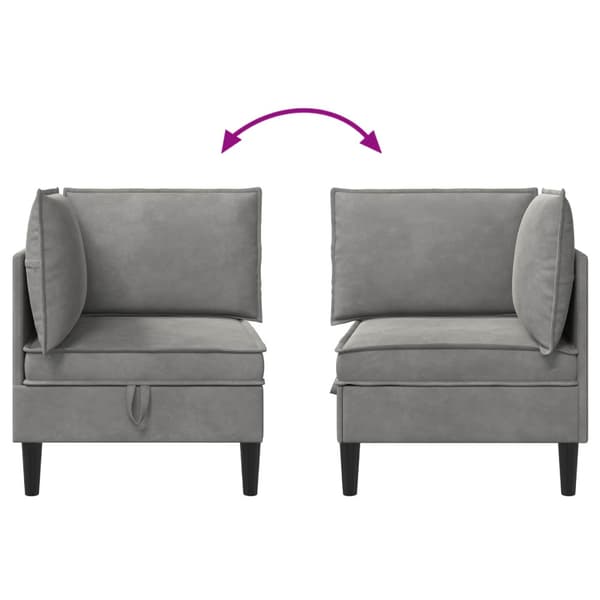 Soffa med förvaring Ljusgrå Sammet