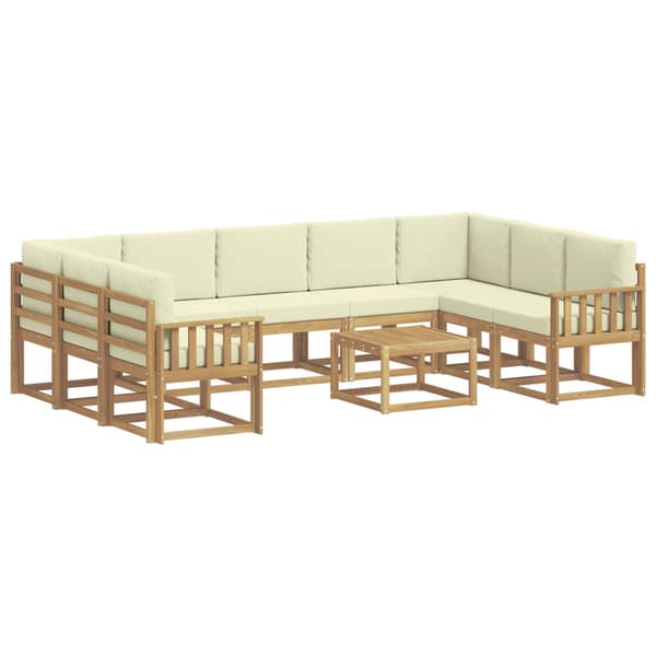 Utomhussoffset 10 pcs Vit och grädde 59 x 59 x 37 cm Polyester