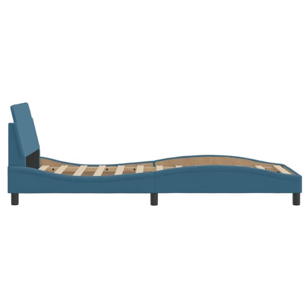 Bed Frame with Headboard "Dover" Blue 90x200 cm Velvet
