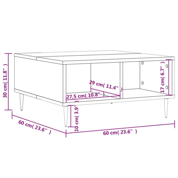 Soffbord vit 60x60x30 cm konstruerat trä
