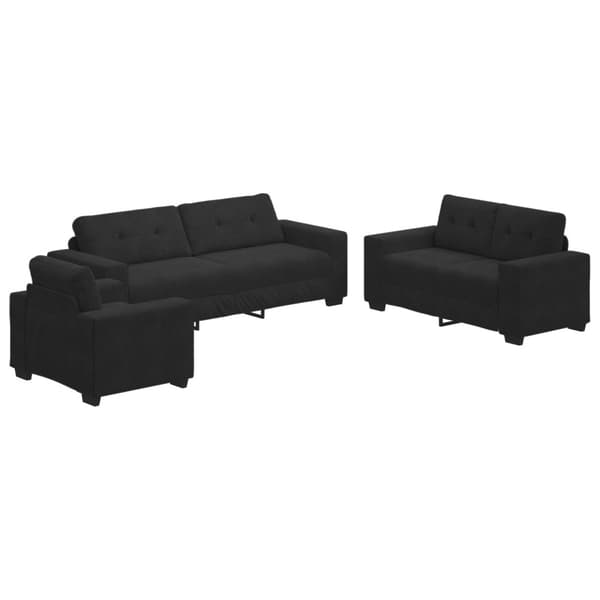 Soffset 3 pcs Svart 221 x 80 x 80 cm Sammet