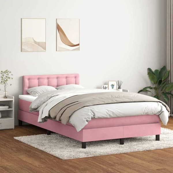 Ramsäng med madrass rosa 120x220 cm sammet