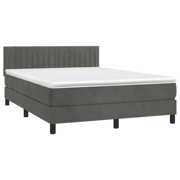 Ramsäng med madrass mörkgrå 140x190 cm sammet