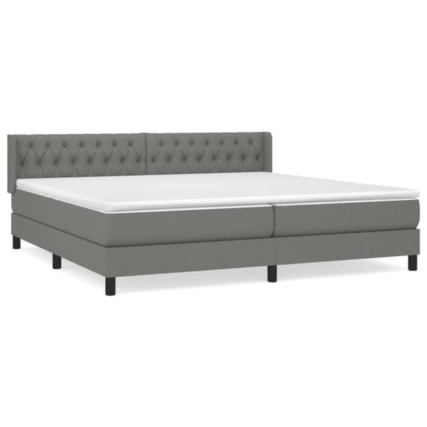 Ramsäng med madrass mörkgrå 200x200 cm tyg
