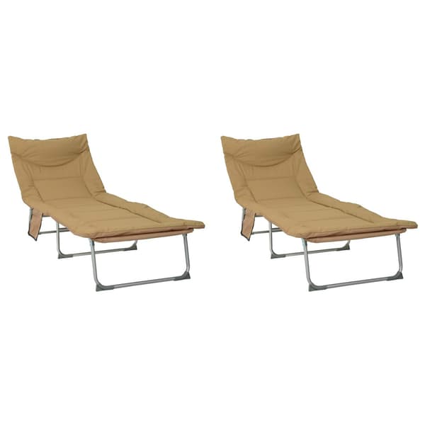 Hopfällbar solstol med kudde 2 pcs Beige